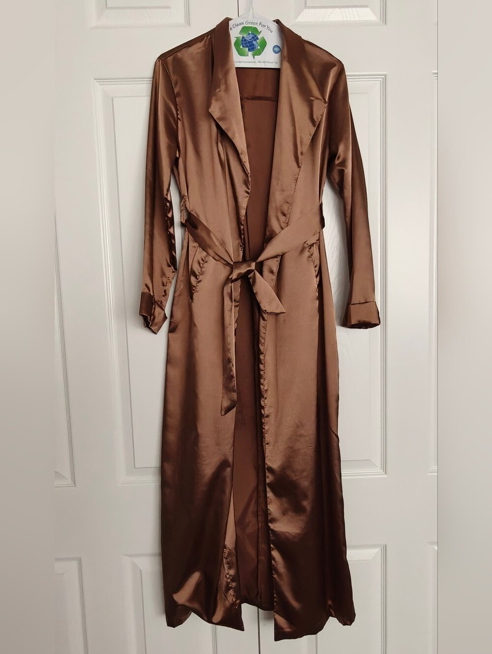 Satin Long Robe - Brown